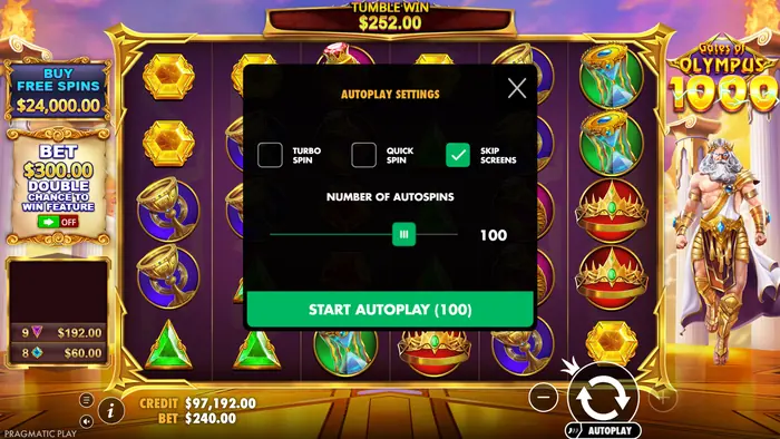 Gates of Olympus 1000 oyununun APK indirmeden mobil tarayıcıda açılmış görünümü