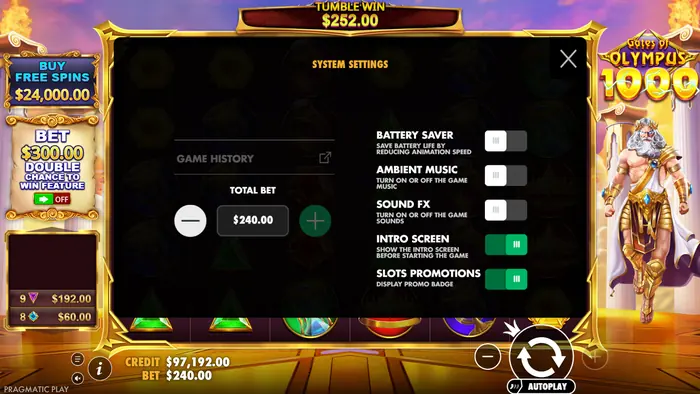 جولة Free Spins المجانية في Gates of Olympus 1000